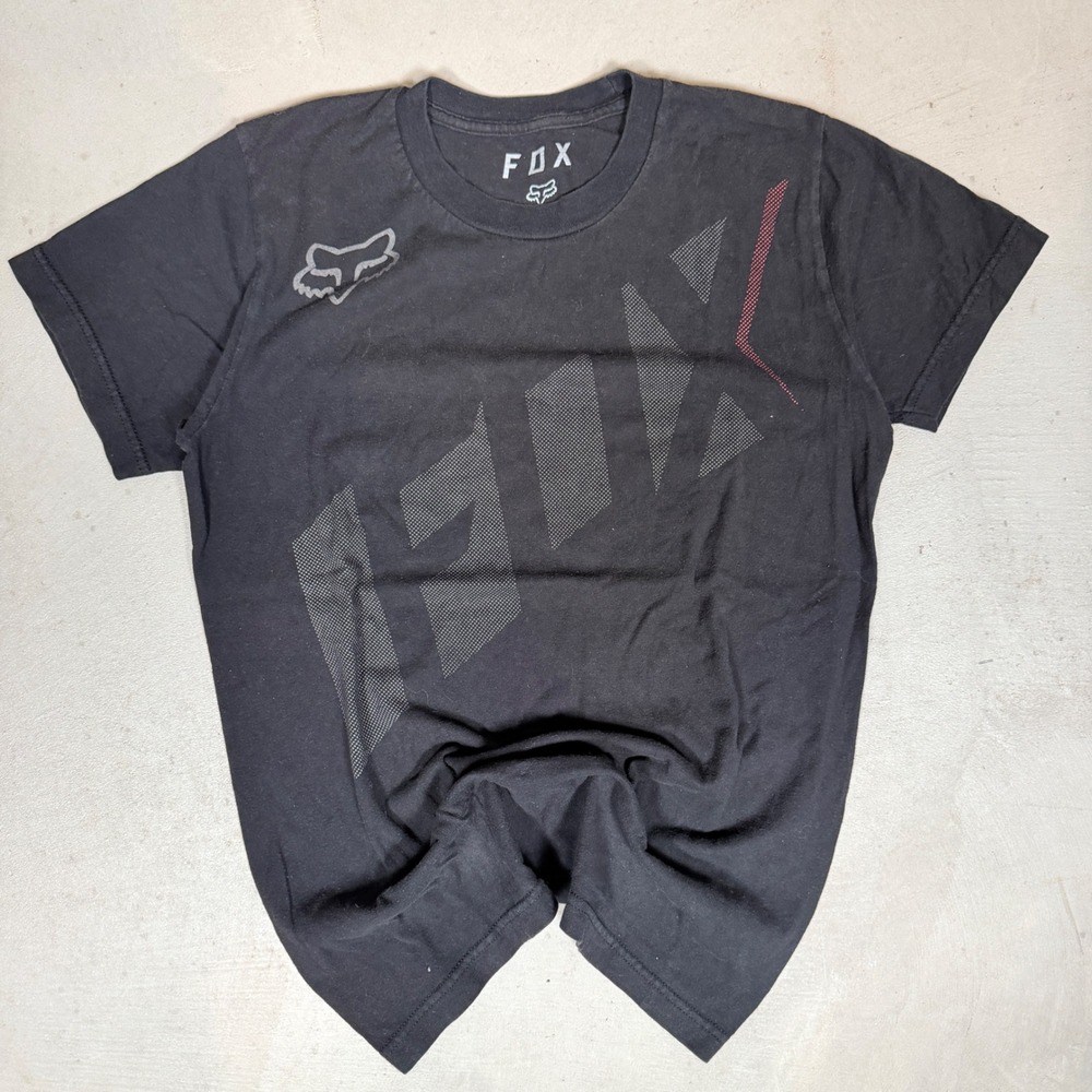 Fox Racing Mens Black Graphic T-Shirt Short Sleeve Standard Fit Size M Cotton